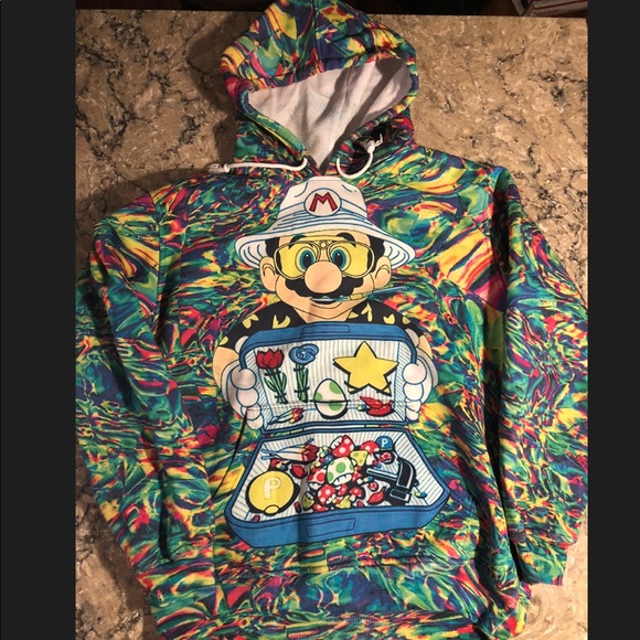 C Tops - Vintage tye dye Mario Brothers hoodie